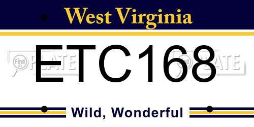 ETC168 West Virginia License Plate