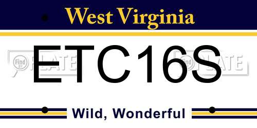 ETC16S West Virginia License Plate