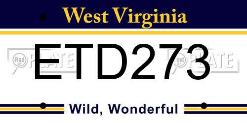 ETD273 West Virginia License Plate