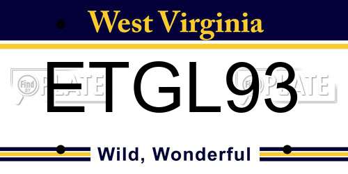 ETGL93 West Virginia License Plate