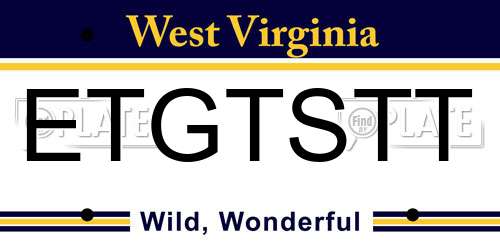 ETGTSTT West Virginia License Plate