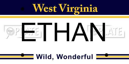 ETHAN West Virginia License Plate