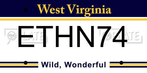ETHN74 West Virginia License Plate
