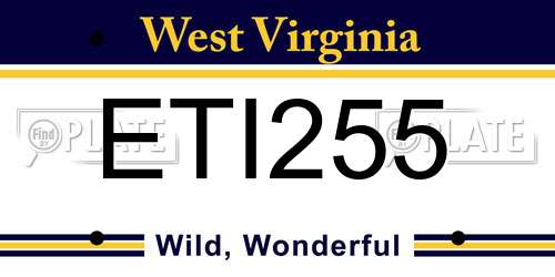 ETI255 West Virginia License Plate