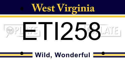 ETI258 West Virginia License Plate