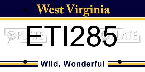 ETI285 West Virginia License Plate