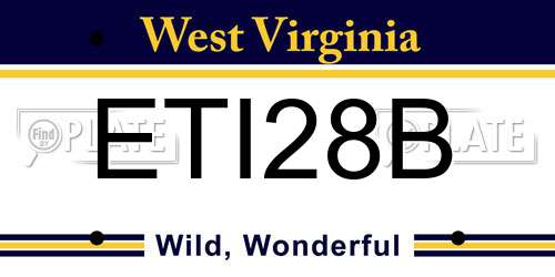 ETI28B West Virginia License Plate