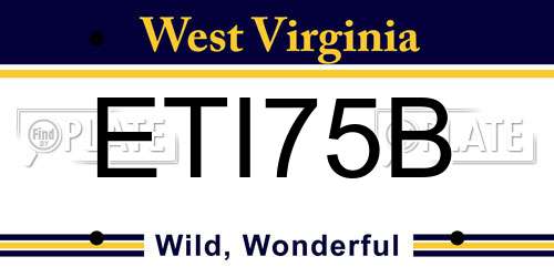 ETI75B West Virginia License Plate