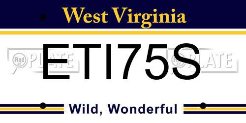 ETI75S West Virginia License Plate