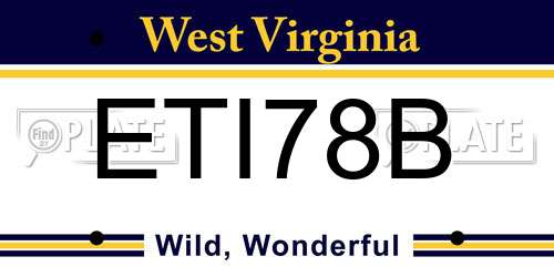 ETI78B West Virginia License Plate