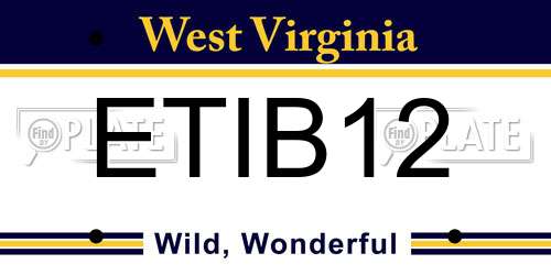 ETIB12 West Virginia License Plate