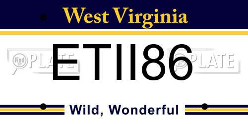ETII86 West Virginia License Plate