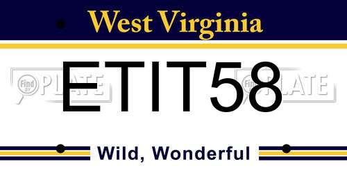 ETIT58 West Virginia License Plate