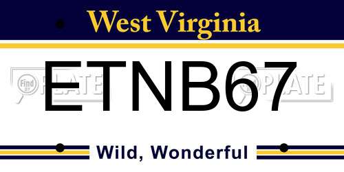 ETNB67 West Virginia License Plate