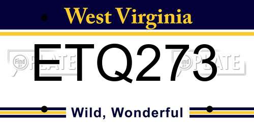 ETQ273 West Virginia License Plate