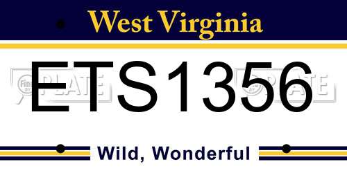 ETS1356 West Virginia License Plate