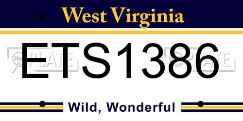 ETS1386 West Virginia License Plate
