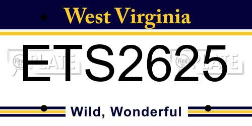 ETS2625 West Virginia License Plate