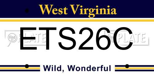 ETS26C West Virginia License Plate