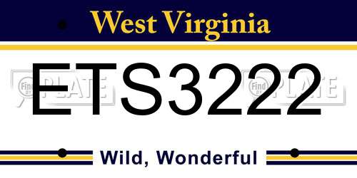 ETS3222 West Virginia License Plate