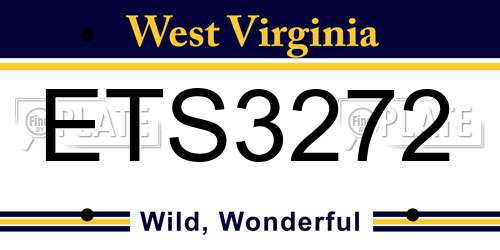 ETS3272 West Virginia License Plate