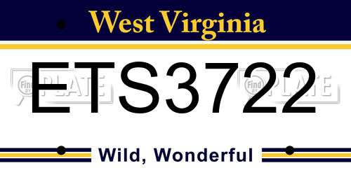 ETS3722 West Virginia License Plate