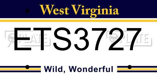 ETS3727 West Virginia License Plate
