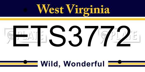 ETS3772 West Virginia License Plate