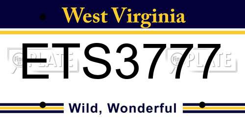 ETS3777 West Virginia License Plate