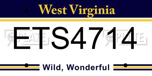 ETS4714 West Virginia License Plate