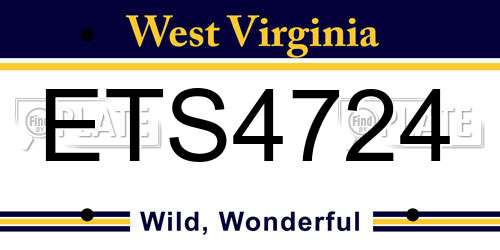 ETS4724 West Virginia License Plate