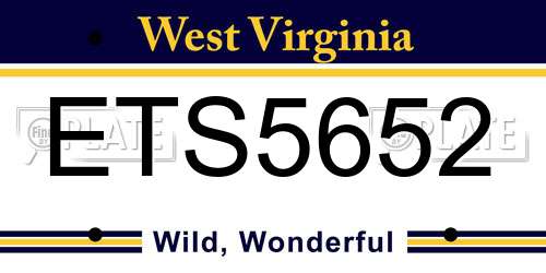 ETS5652 West Virginia License Plate