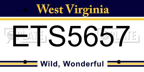 ETS5657 West Virginia License Plate