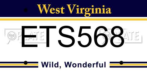 ETS568 West Virginia License Plate
