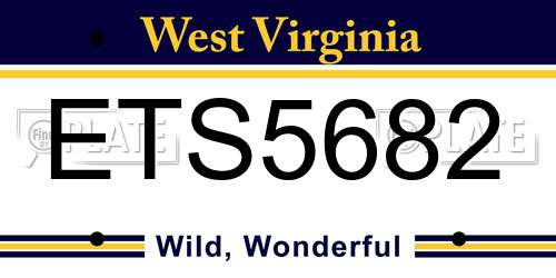 ETS5682 West Virginia License Plate