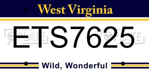 ETS7625 West Virginia License Plate