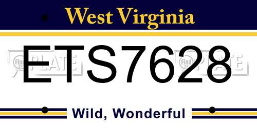 ETS7628 West Virginia License Plate