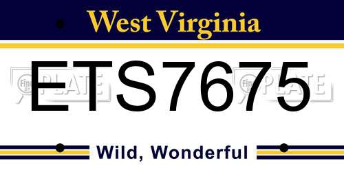 ETS7675 West Virginia License Plate