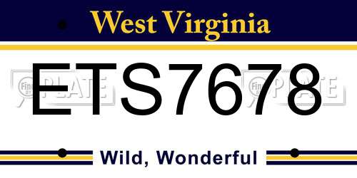ETS7678 West Virginia License Plate