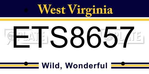 ETS8657 West Virginia License Plate