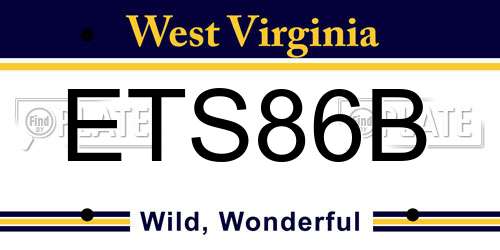 ETS86B West Virginia License Plate