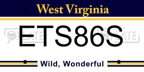 ETS86S West Virginia License Plate