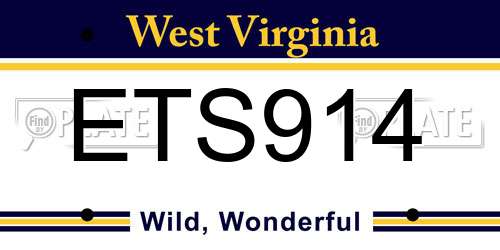 ETS914 West Virginia License Plate