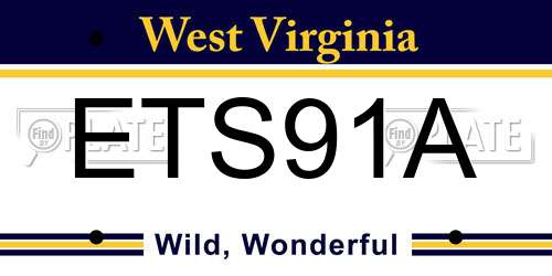 ETS91A West Virginia License Plate