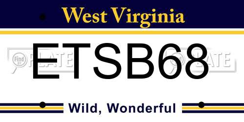 ETSB68 West Virginia License Plate
