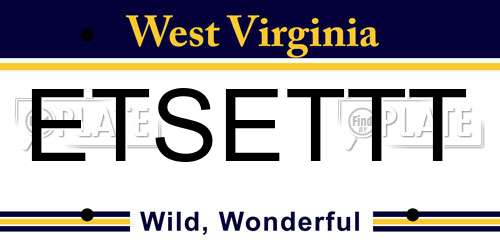 ETSETTT West Virginia License Plate