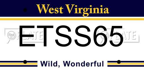 ETSS65 West Virginia License Plate