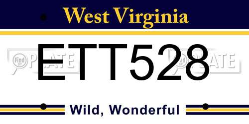 ETT528 West Virginia License Plate