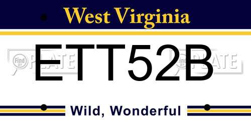 ETT52B West Virginia License Plate