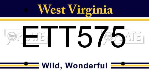 ETT575 West Virginia License Plate